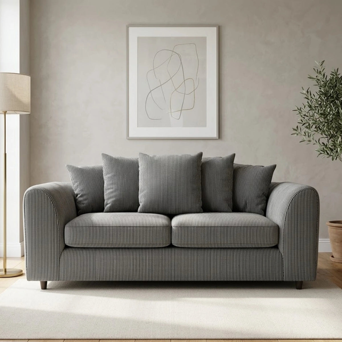 Jumbo Cord 3 Seater Fabric Scatter Back Sofa
