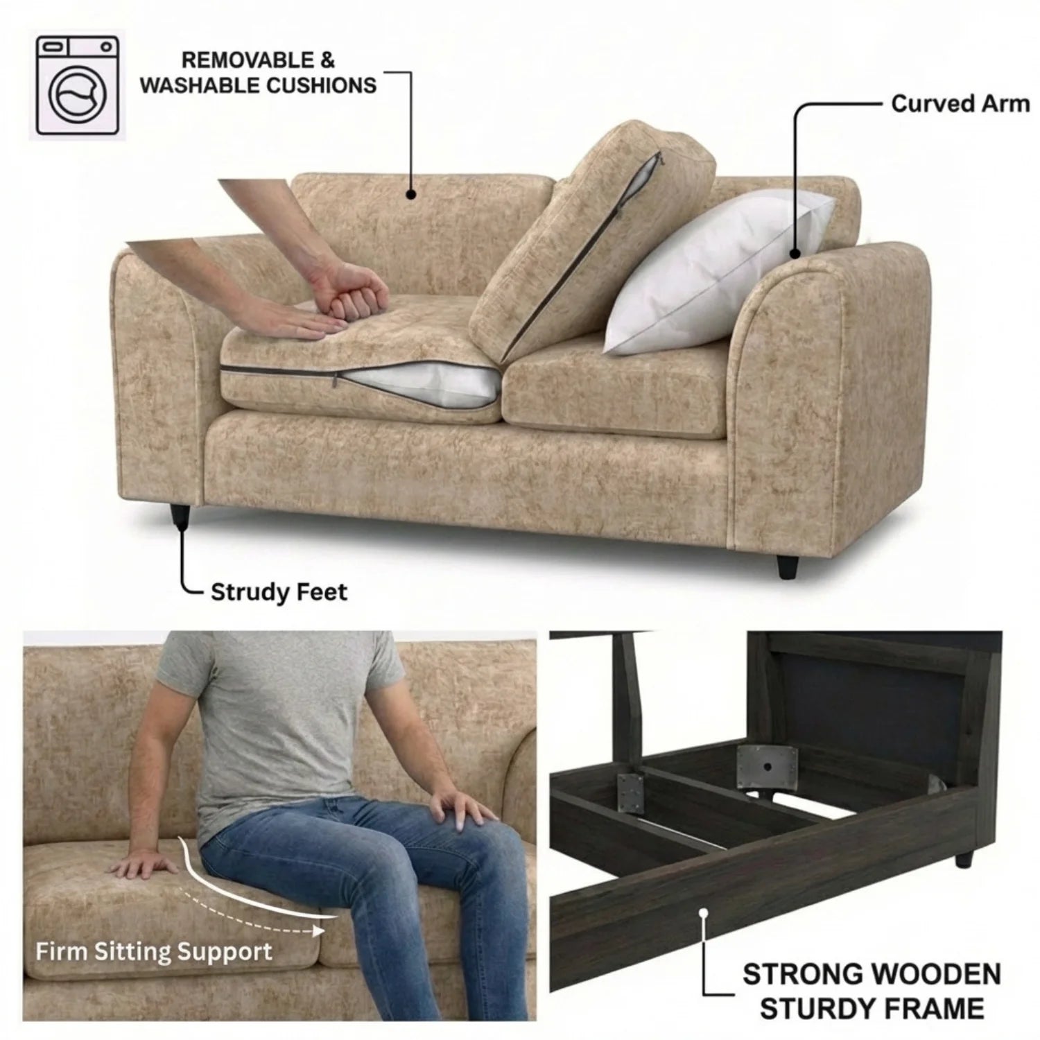 2 seater beige