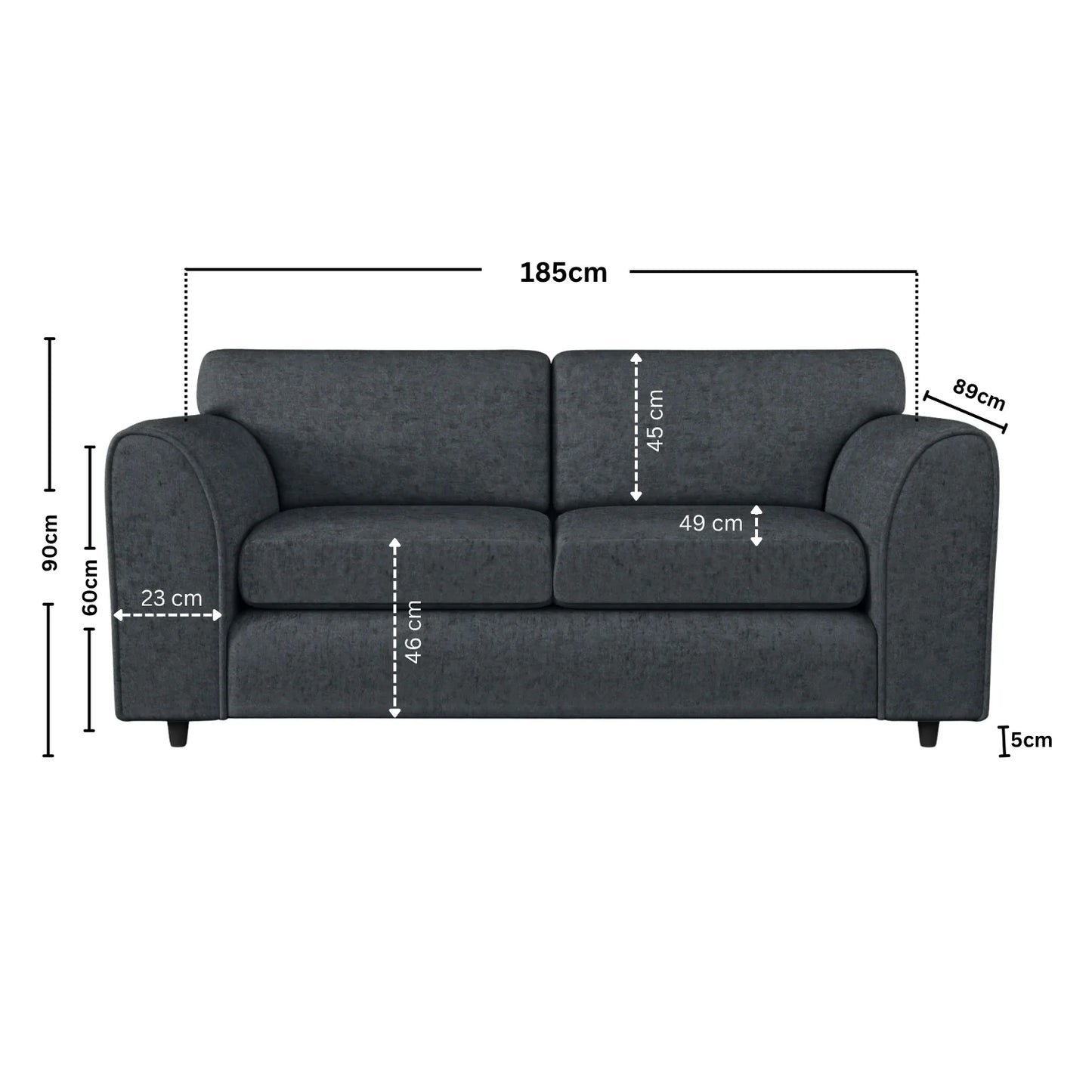 3 Seater dark grey