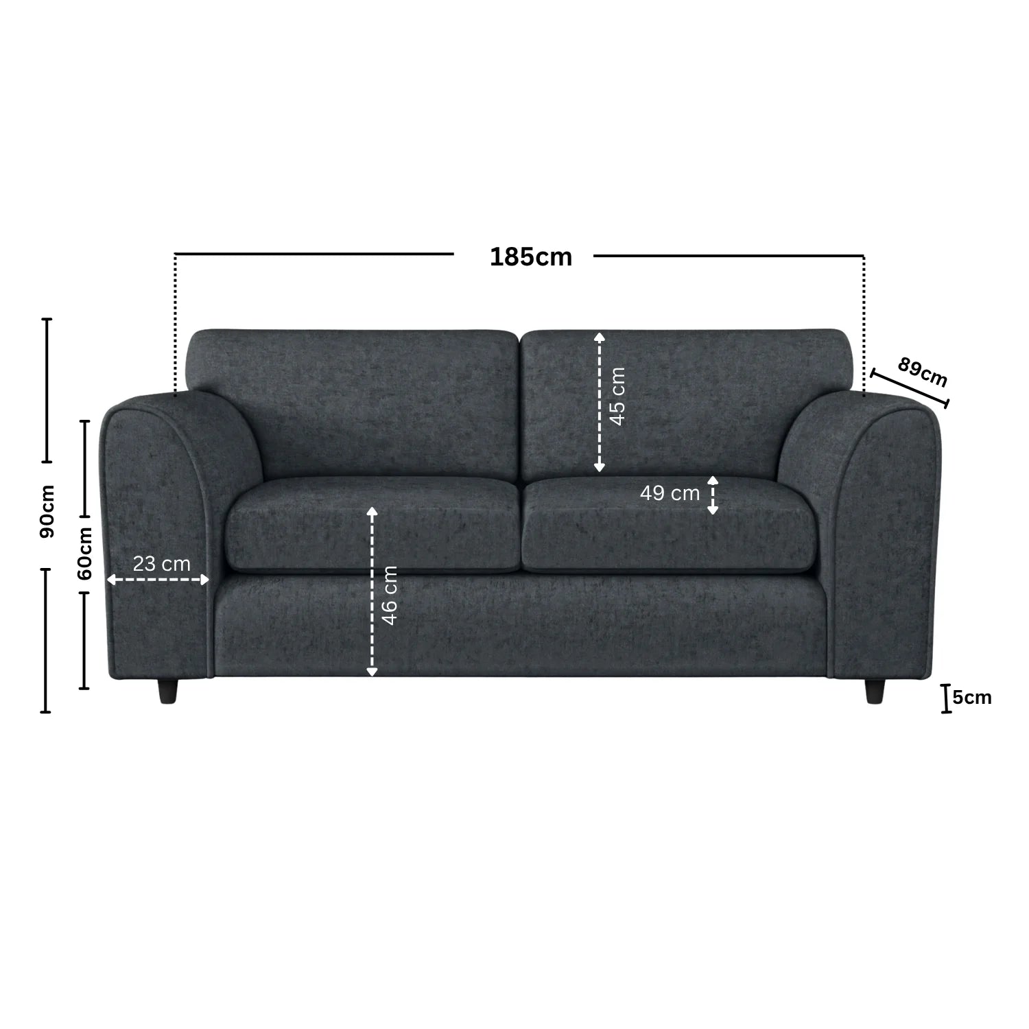 3 Seater dark grey