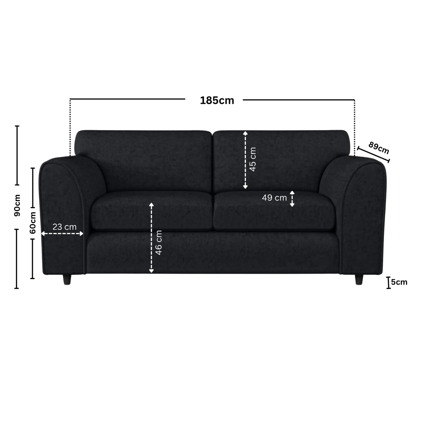 3 Seater black