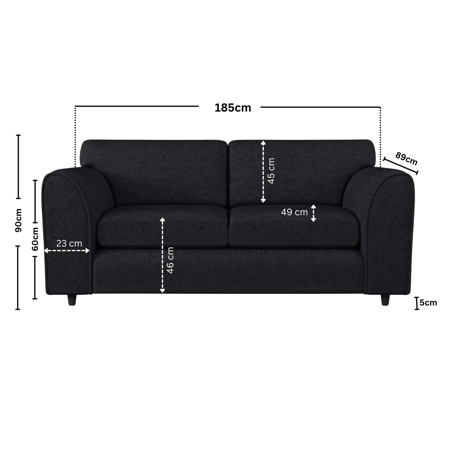 3 Seater black