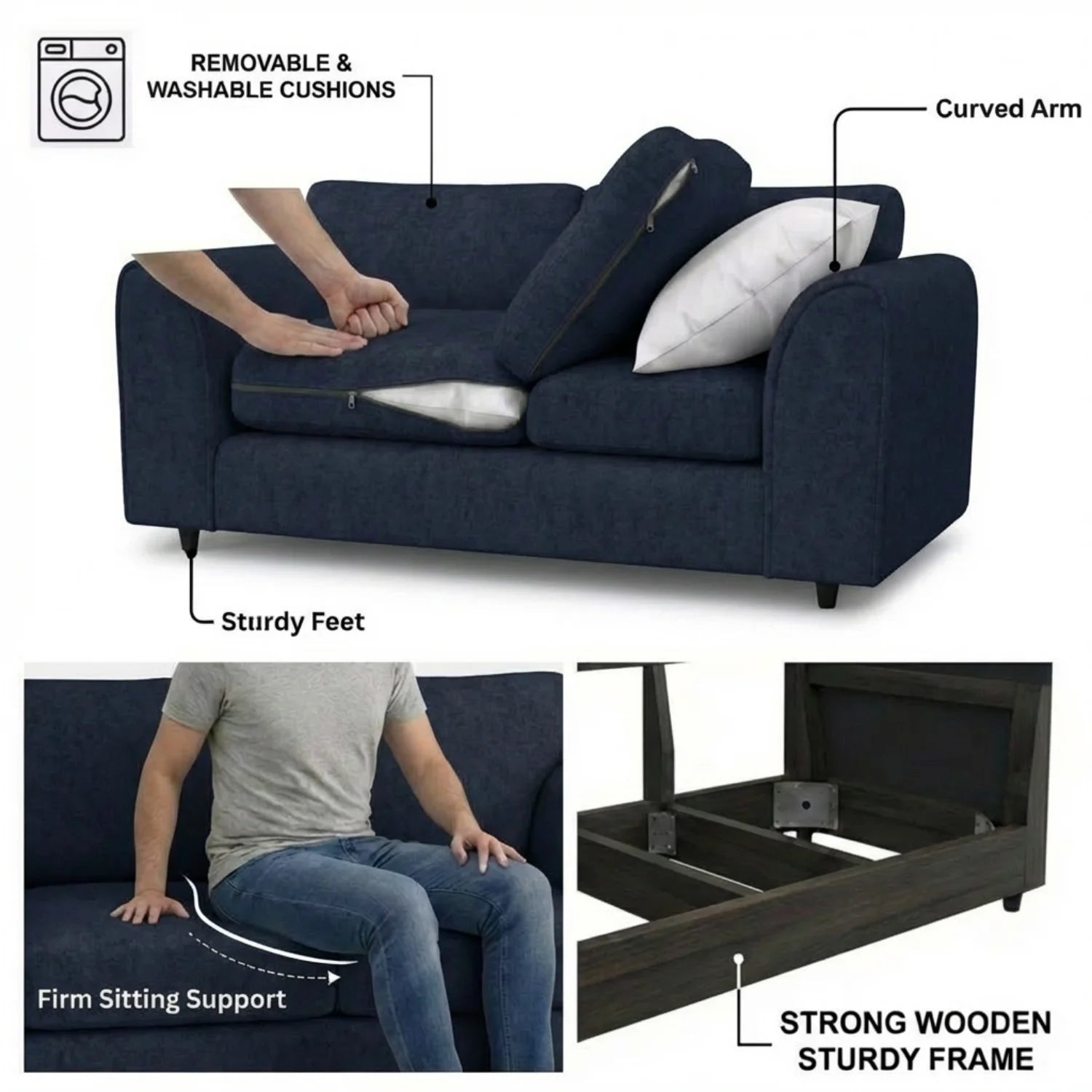 3 Seater midnight blue