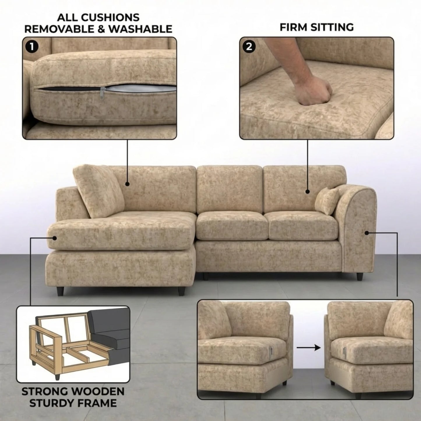 Left Hand Facing Beige