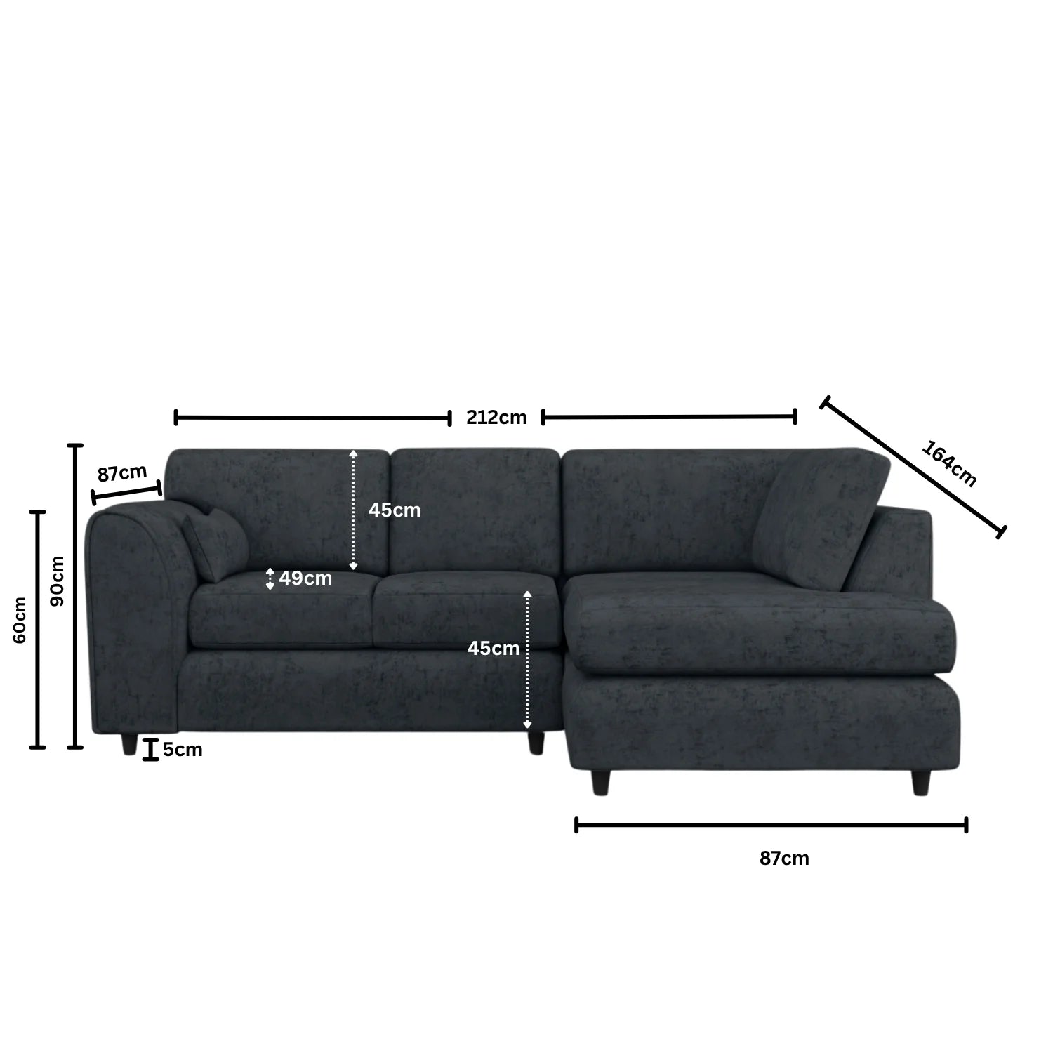 Right Hand Facing Dark Grey