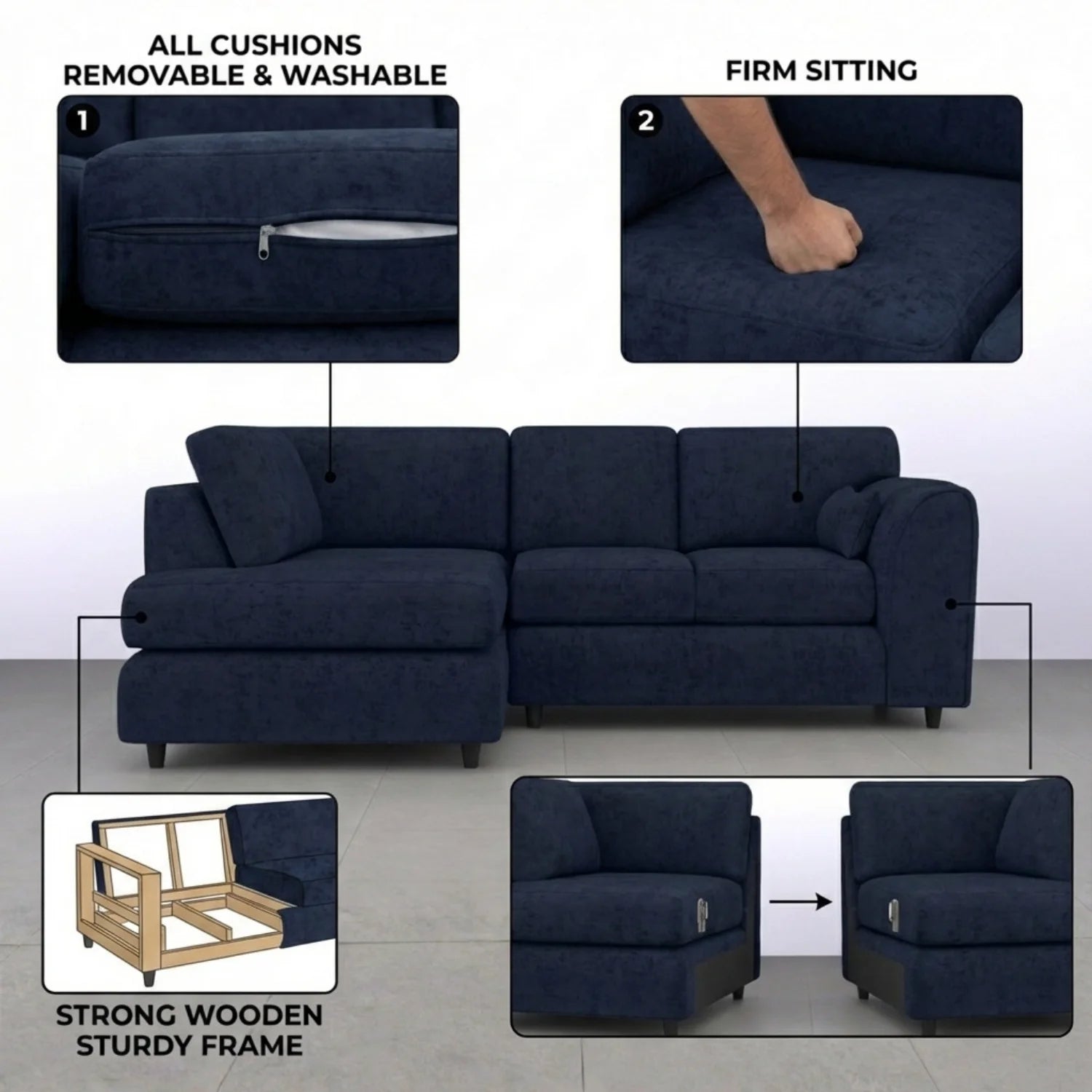 Left Hand Facing Midnight Blue