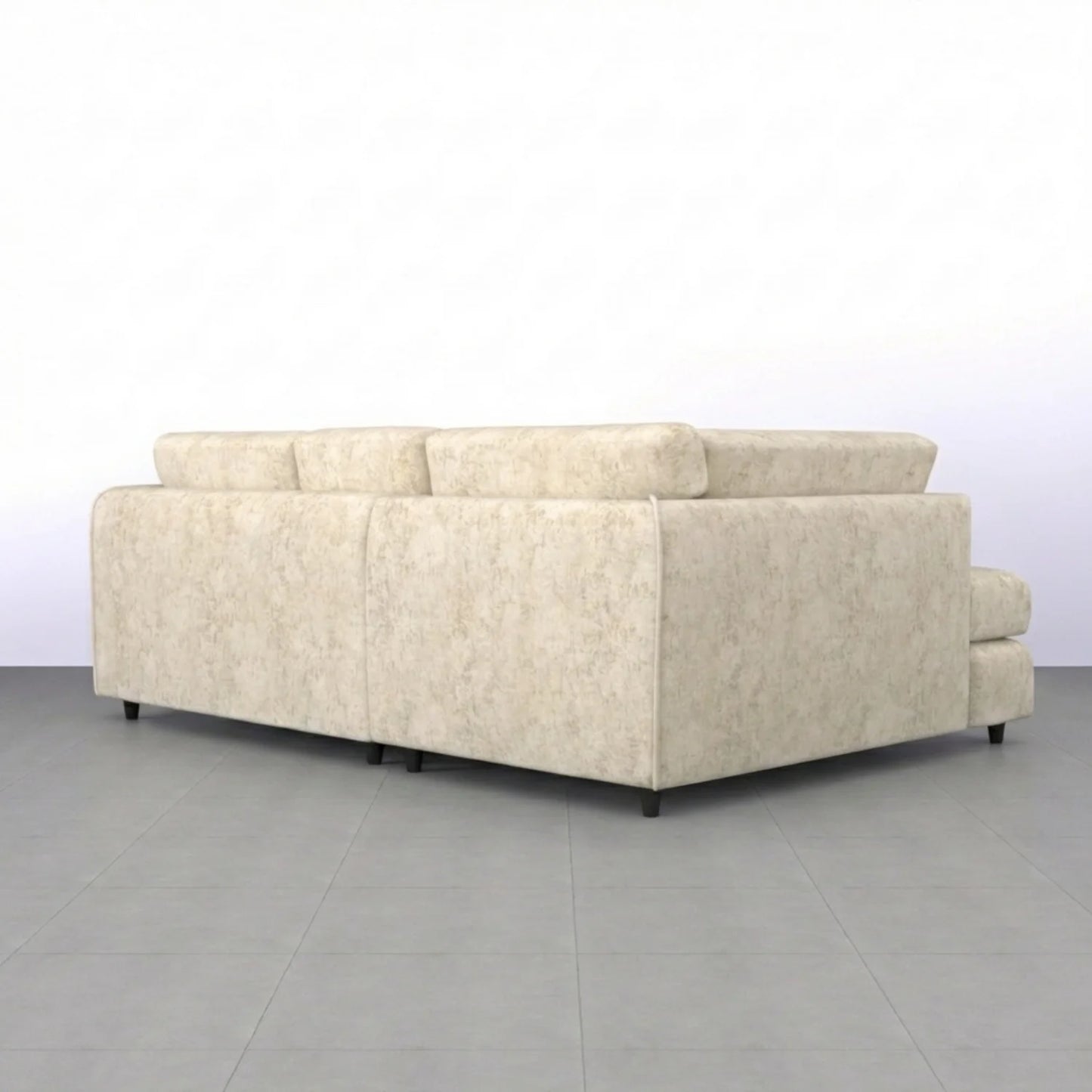 Cream Alaska L-shaped sofa with full back cushions, modern design, and plush seating from Gamzo Outlet.