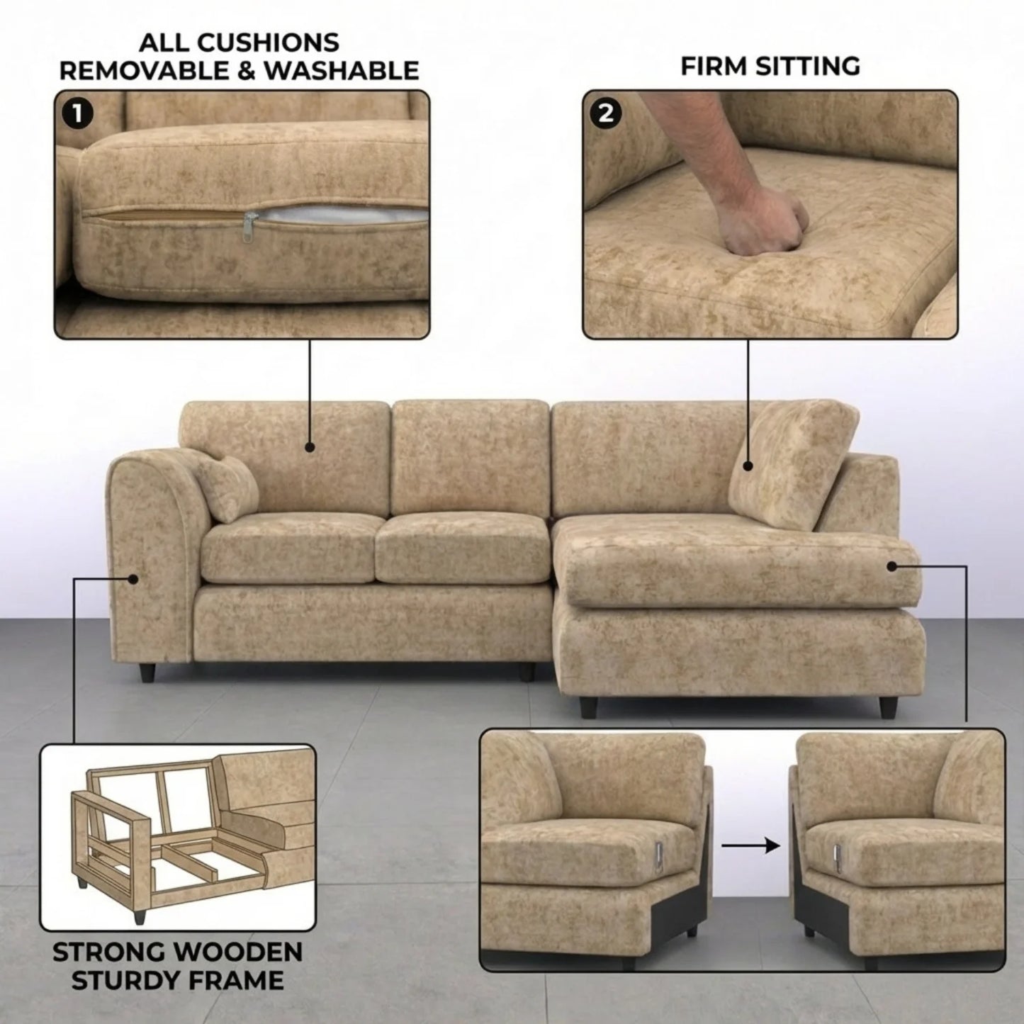 Right Hand Facing Beige