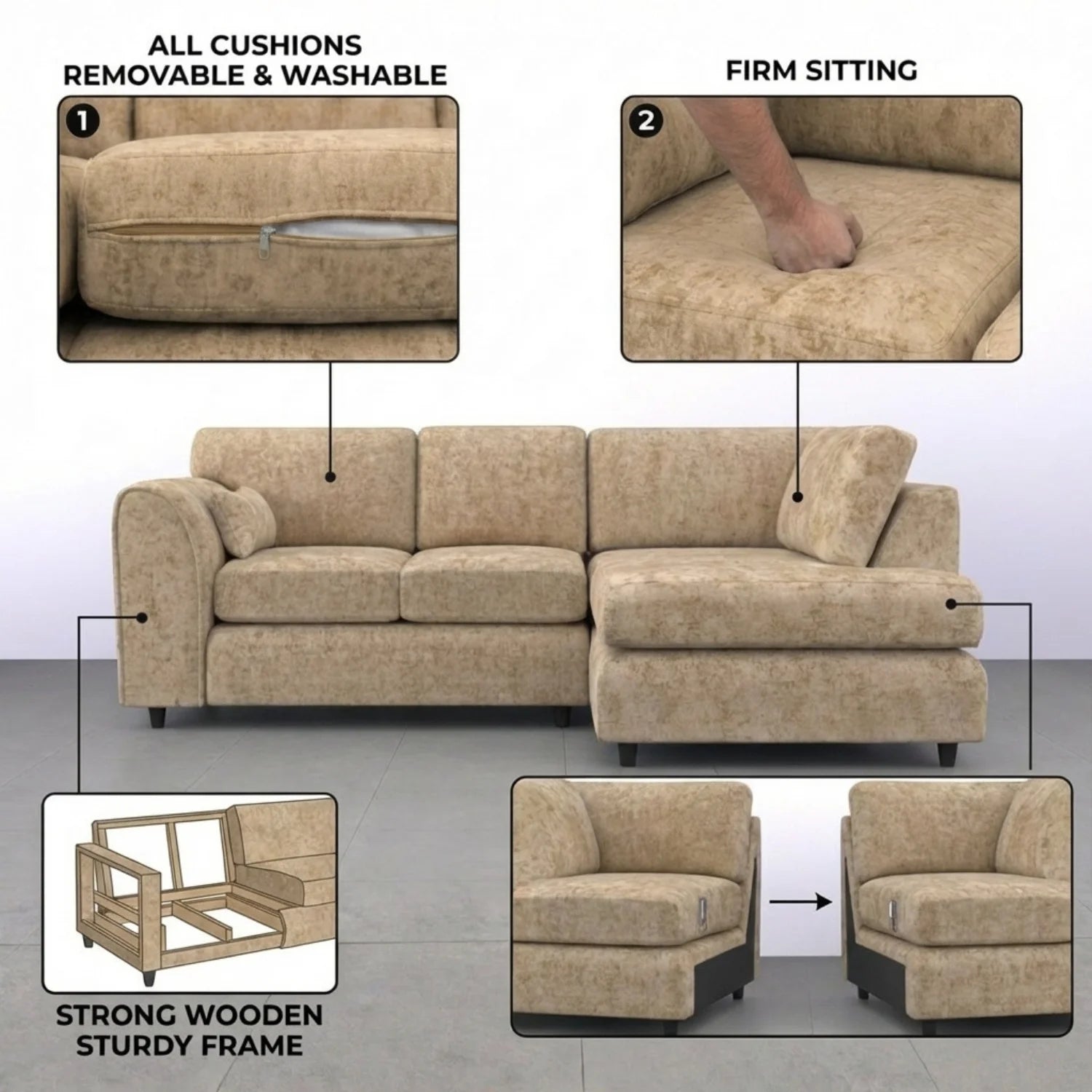 Right Hand Facing Beige