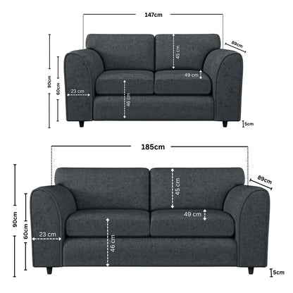 3+2 seater black