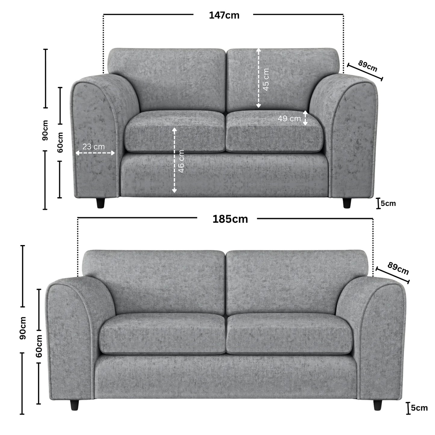 3+2 seater light grey