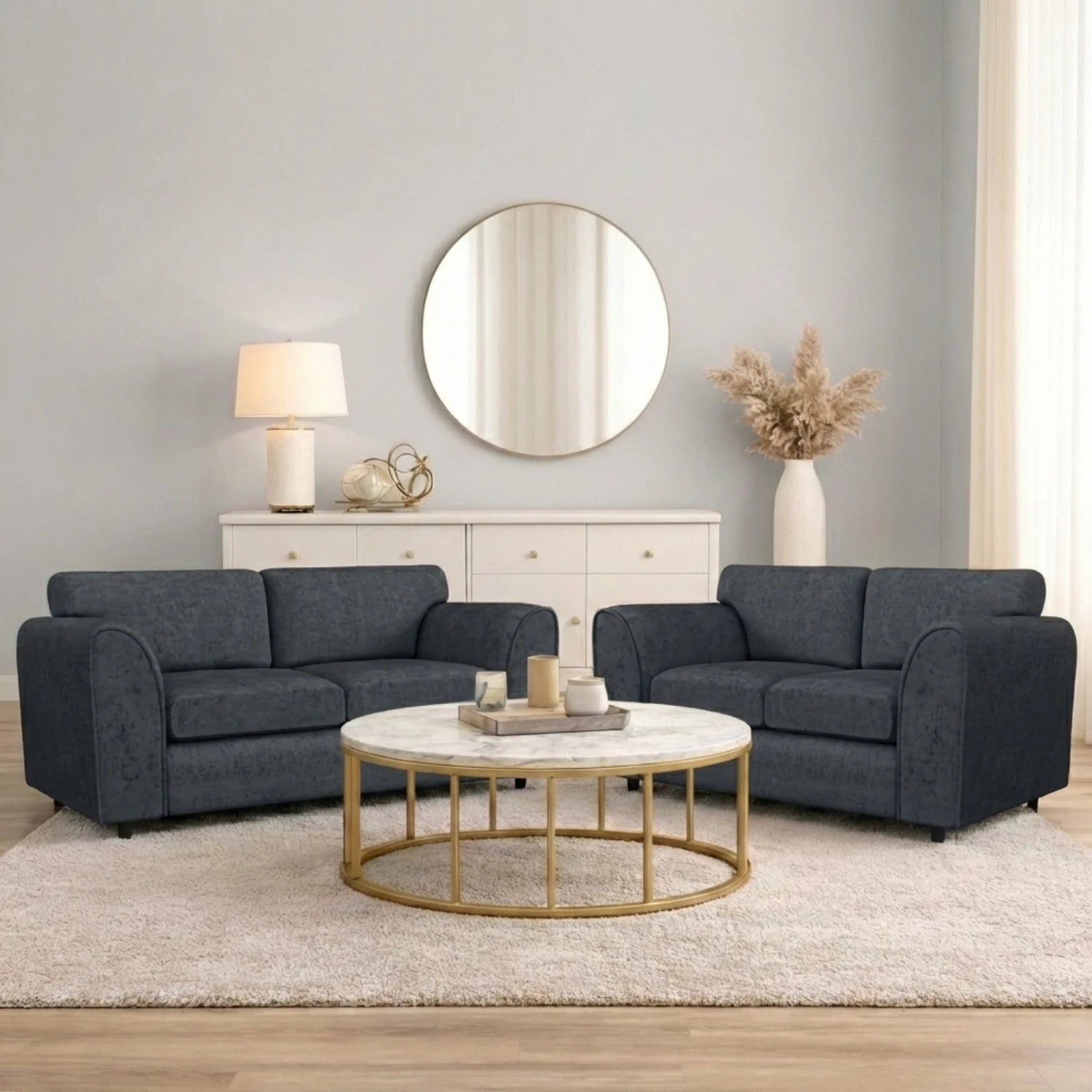 3+2 seater black