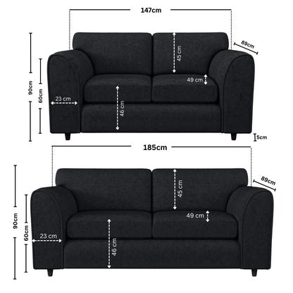 3+2 seater black
