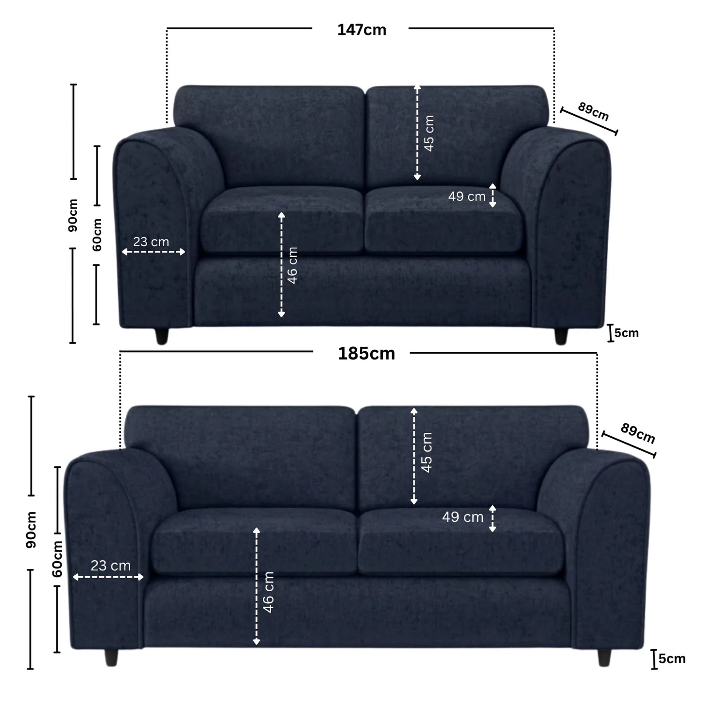 3+2 seater midnight blue