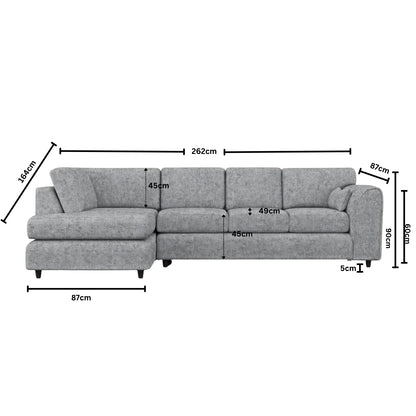 XL Left Hand Facing Light Grey