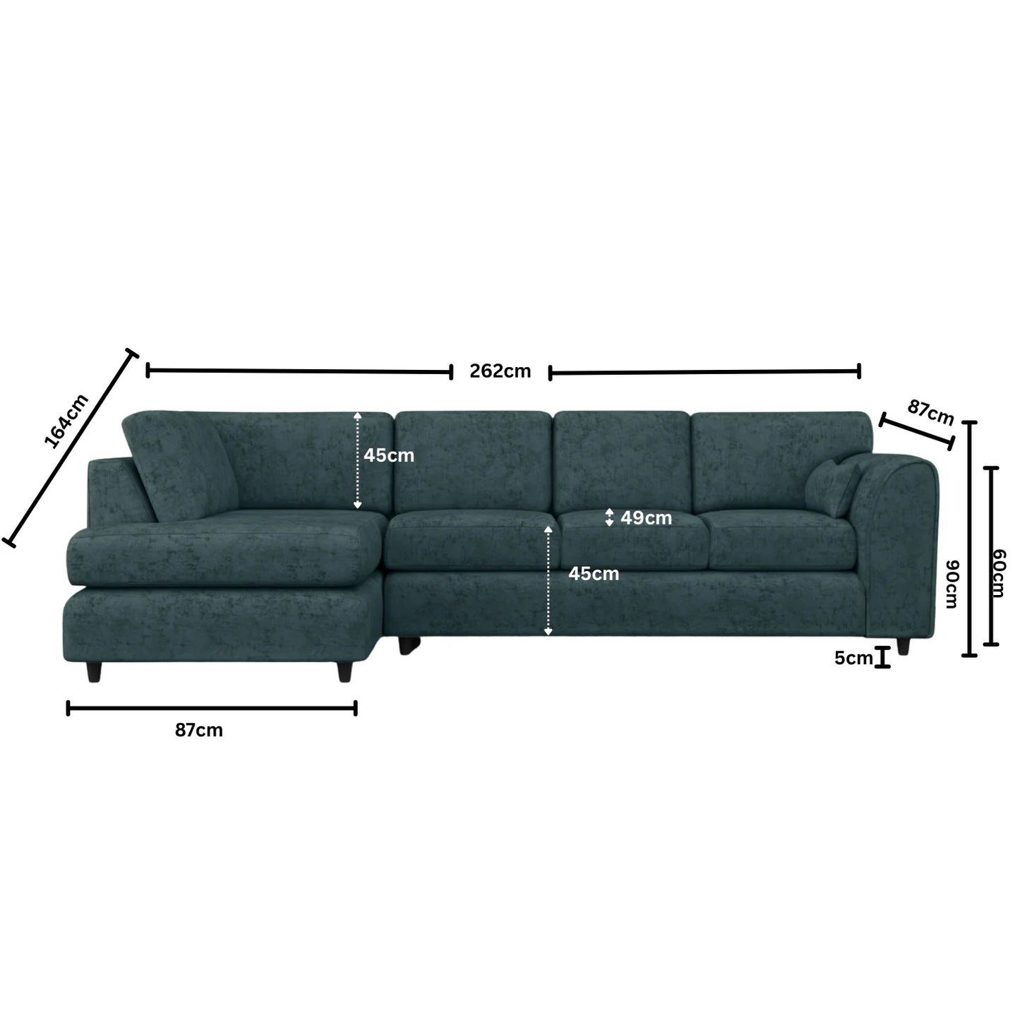 XL Left Hand Facing Teal