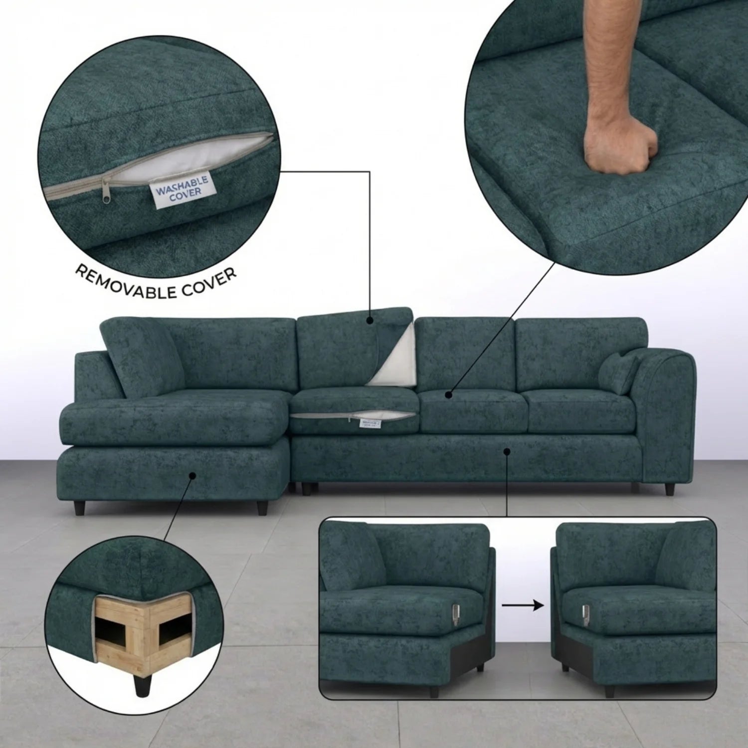 XL Left Hand Facing Teal