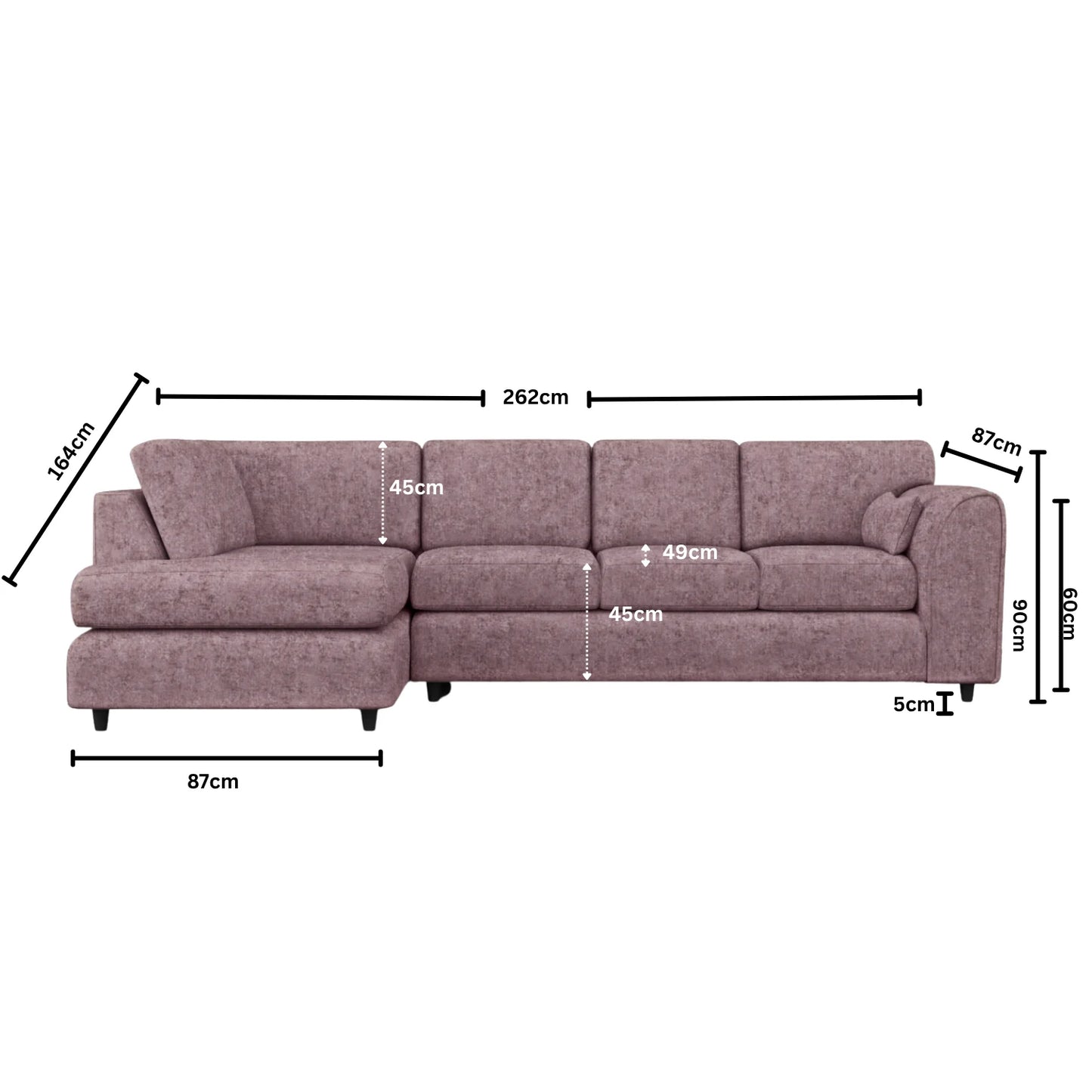 XL Left Hand Facing Pink