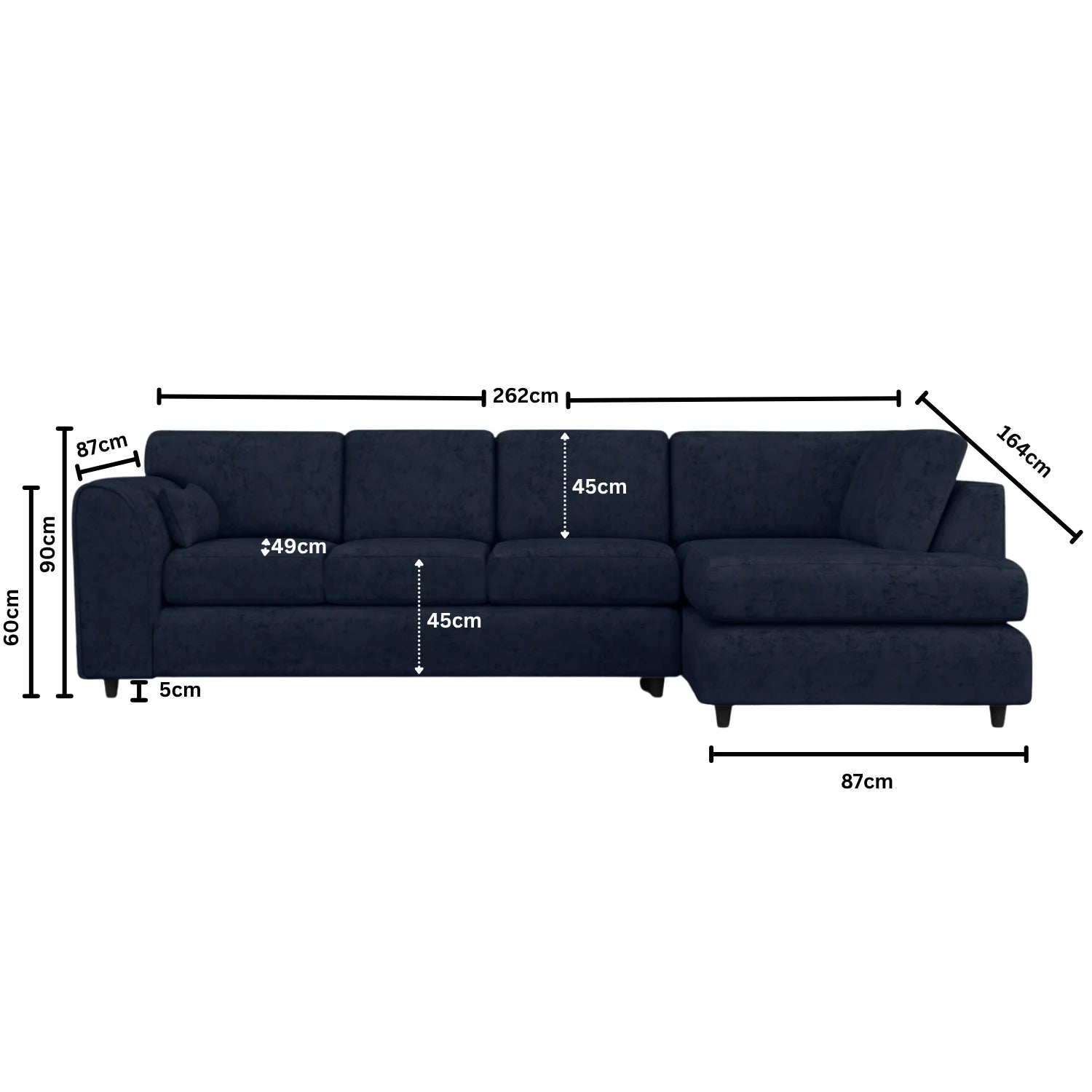 Alaska Full Back XL L-Shape Sofa by Gamzo Outlet, featuring plush cushions and modern design in a spacious living room setting.