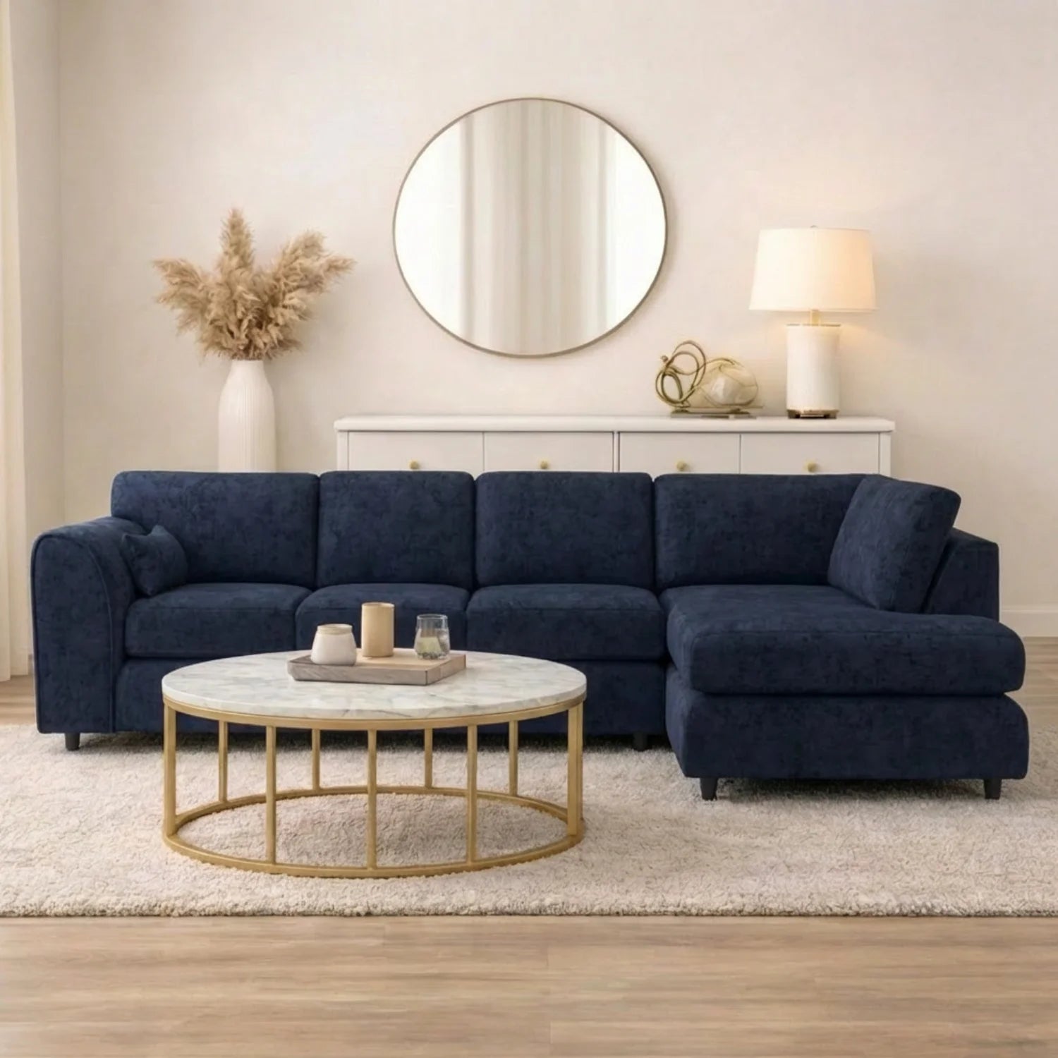 Alaska Full Back XL L-Shape Sofa by Gamzo Outlet showing plush fabric upholstery and spacious seating arrangement.