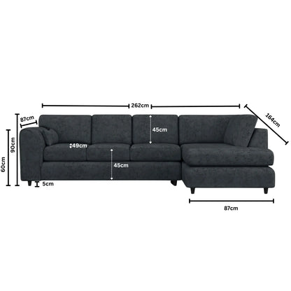 Black Alaska Full Back X L-Shape Sofa by Gamzo Outlet, showcasing the spacious, modern sectional design with plush cushions.
