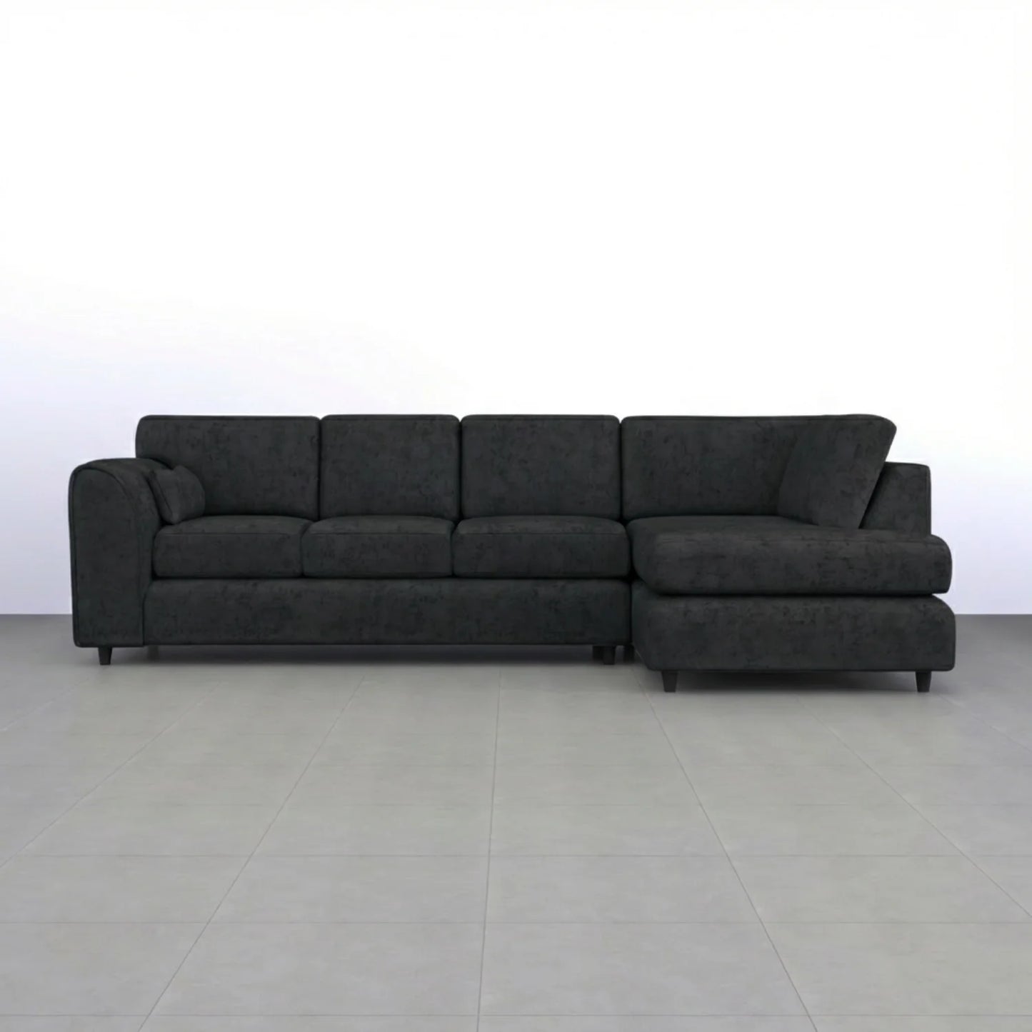 Alaska Full Back L-Shaped Sofa by Gamzo Outlet in black, featuring a modern L-shape design and plush seating.