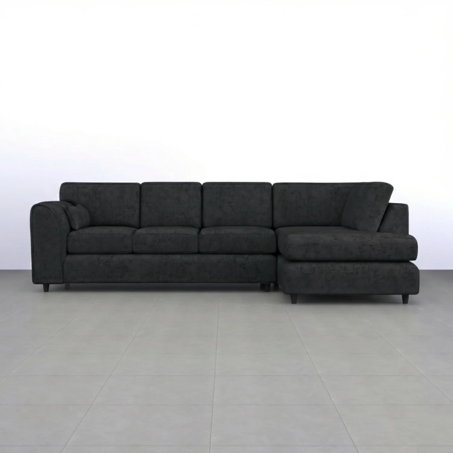 Alaska Full Back L-Shaped Sofa by Gamzo Outlet in black, featuring a modern L-shape design and plush seating.