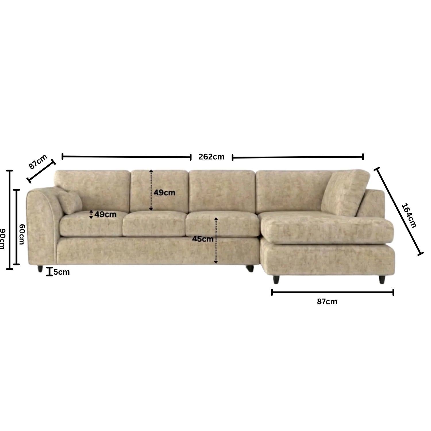 XL Right  Hand Facing Cream