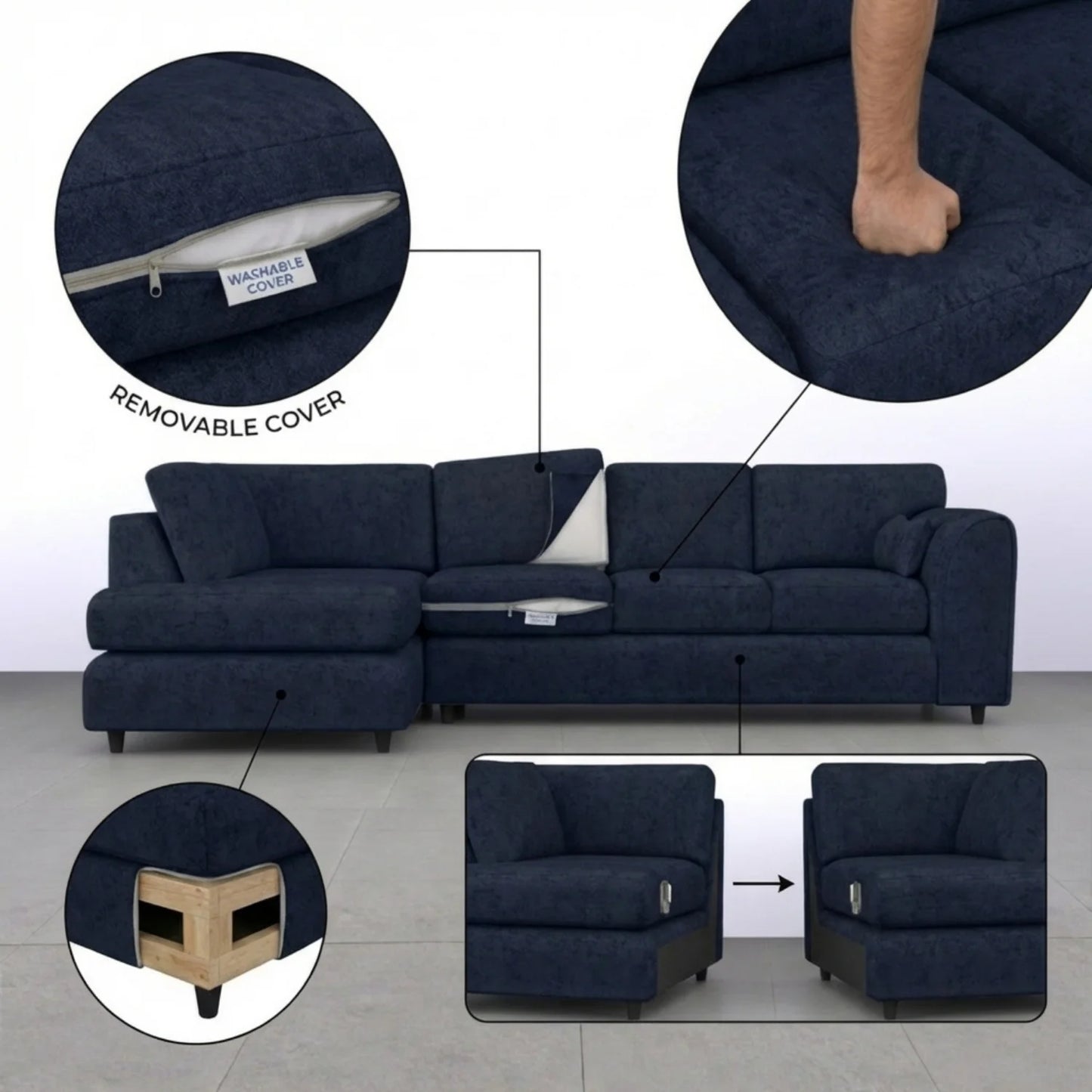 XL Left Hand Facing Midnight Blue