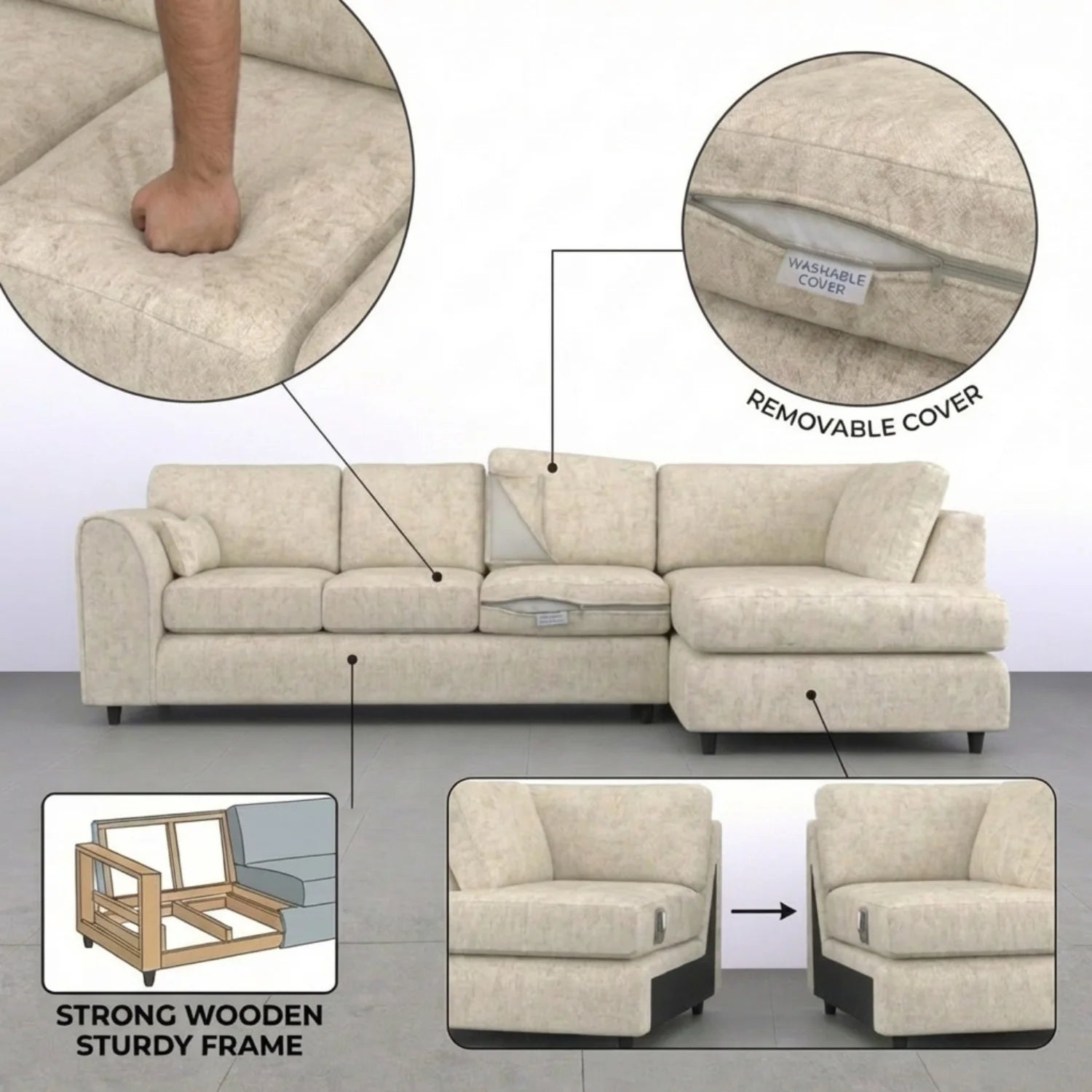 Alaska XL L-shape sofa by Gamzo Outlet showcasing a large, comfortable full back sofa in a modern design.