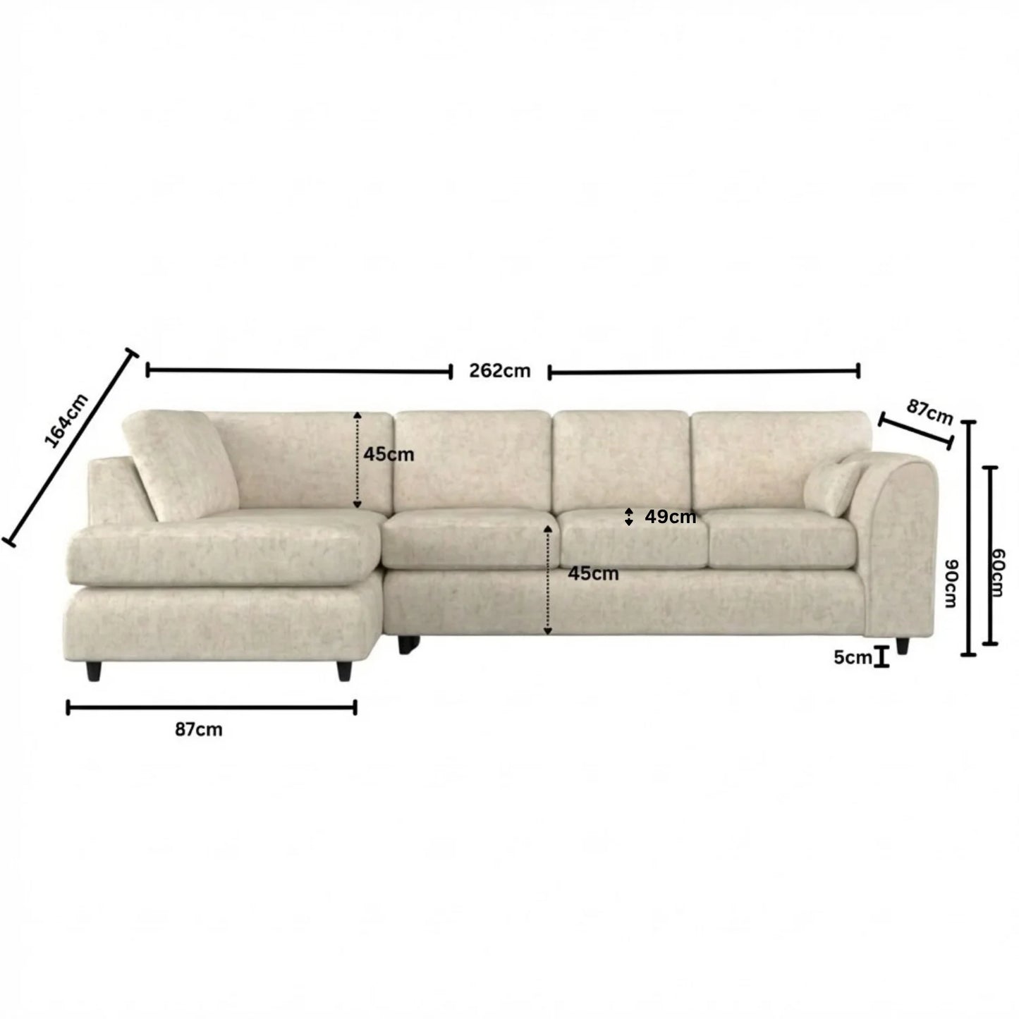 XL Left Hand Facing Cream