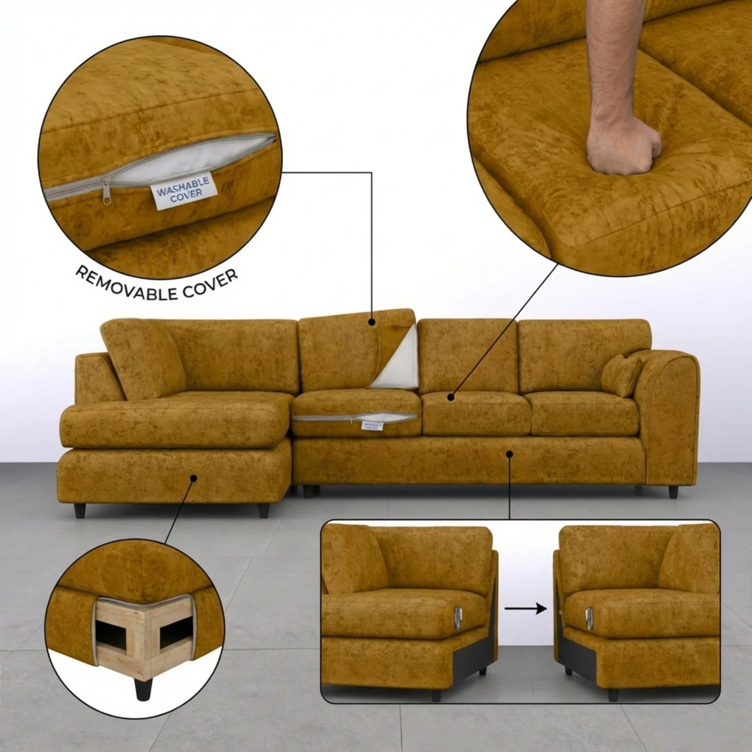 XL Left Hand Facing mustard