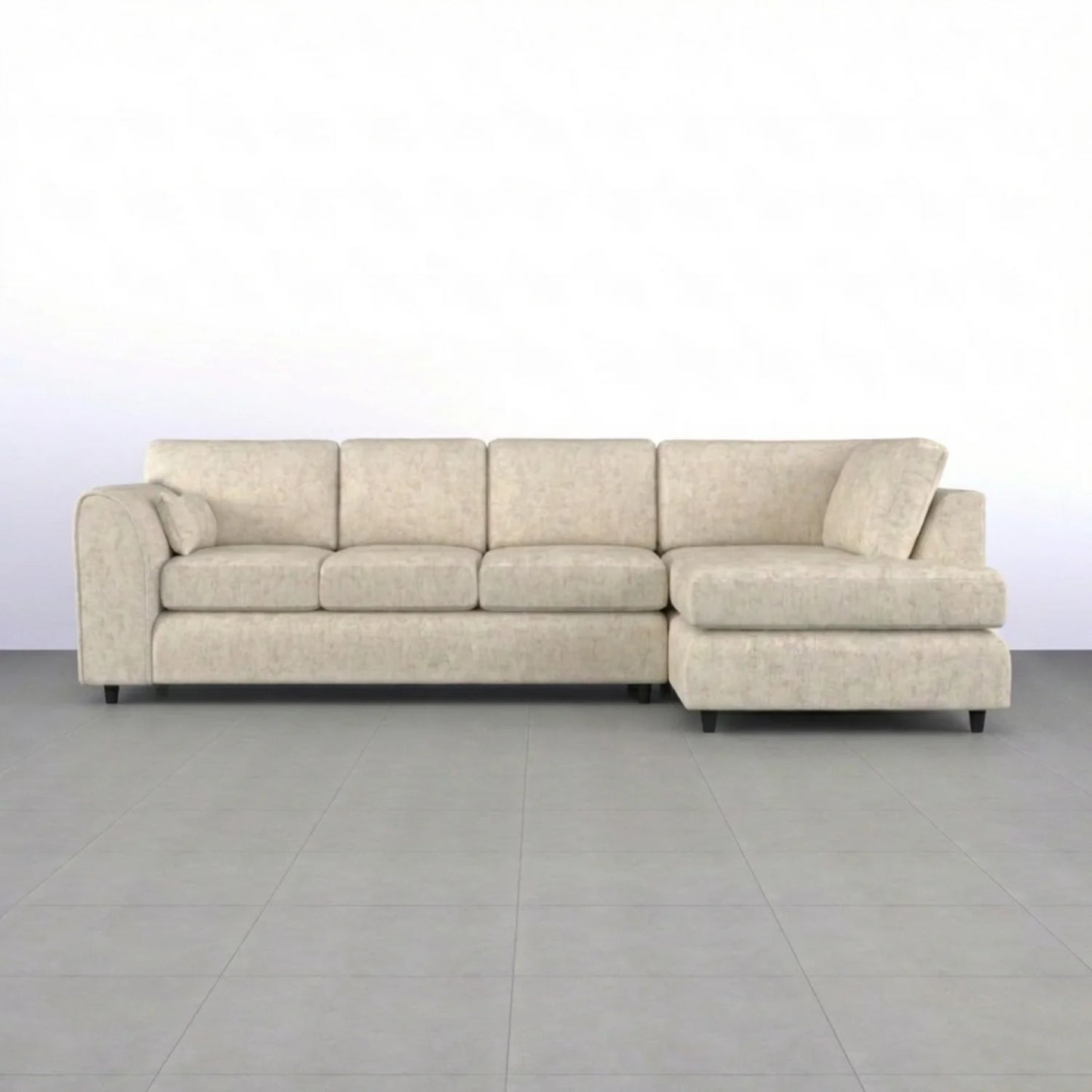 Alaska Full Back XL L-Shape Sofa by Gamzo Outlet, showing a modern gray fabric sofa with plush cushions and a spacious design.