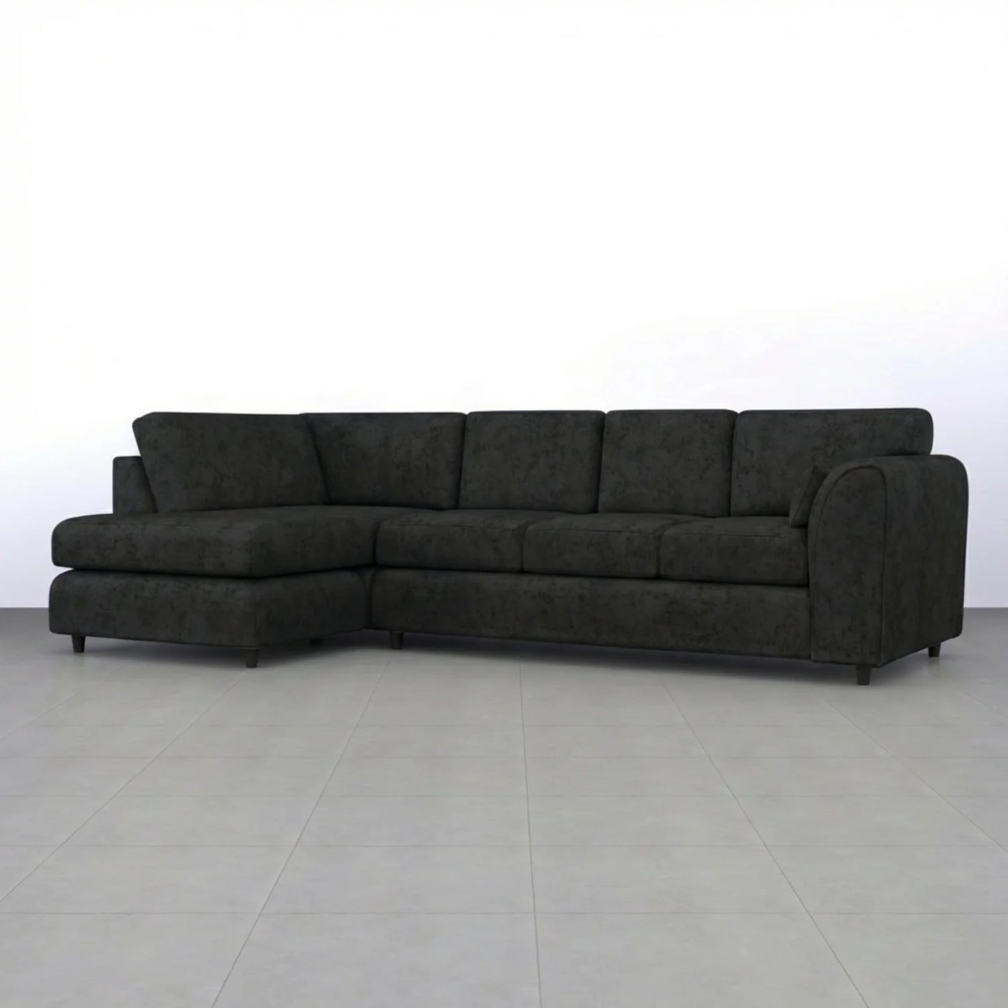 Black Alaska Full Back X L-Shape Sofa by Gamzo Outlet, featuring a spacious design with plush cushions and modern style.