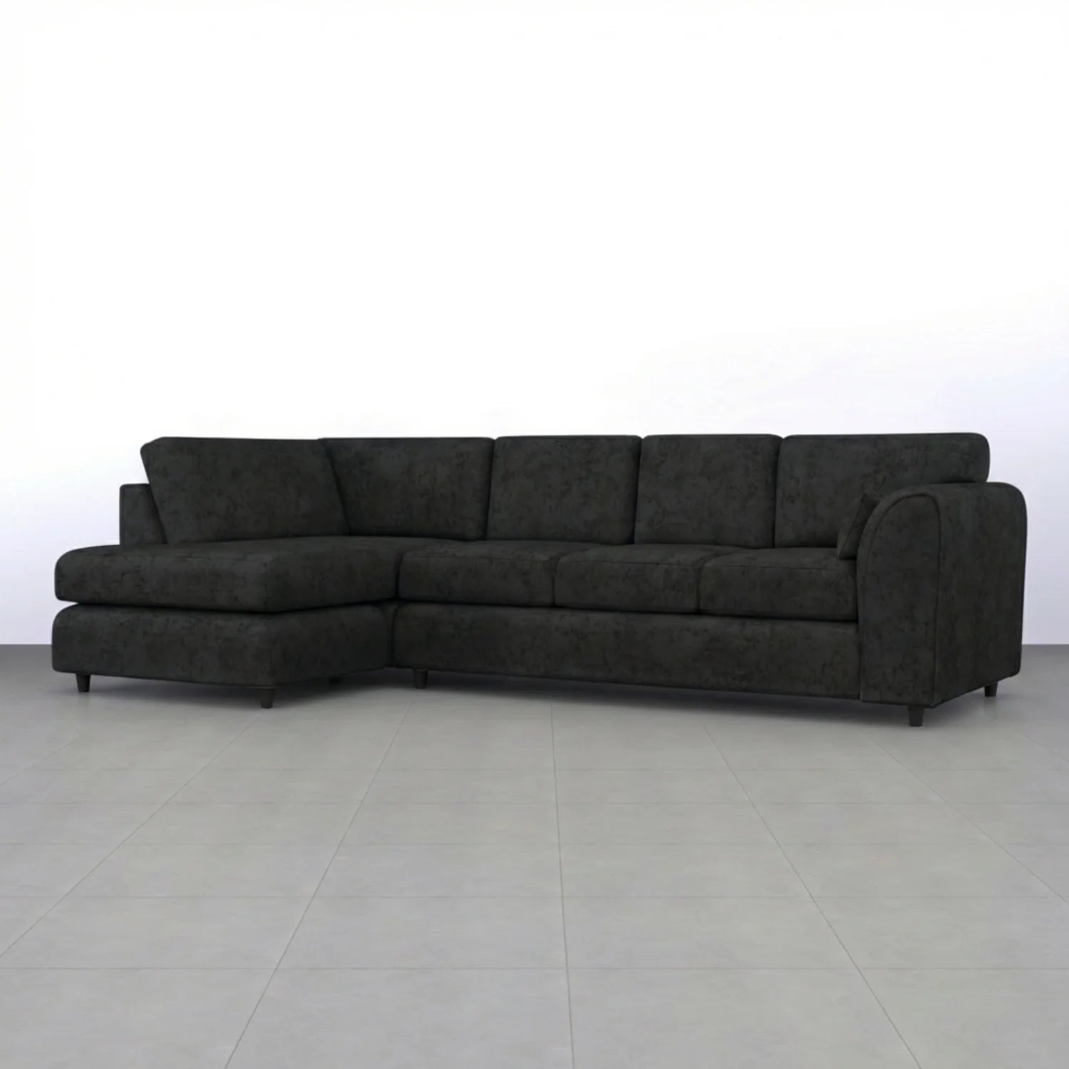 Black Alaska Full Back X L-Shape Sofa by Gamzo Outlet, featuring a spacious design with plush cushions and modern style.