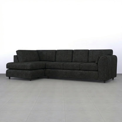 Black Alaska Full Back X L-Shape Sofa by Gamzo Outlet, featuring a spacious design with plush cushions and modern style.