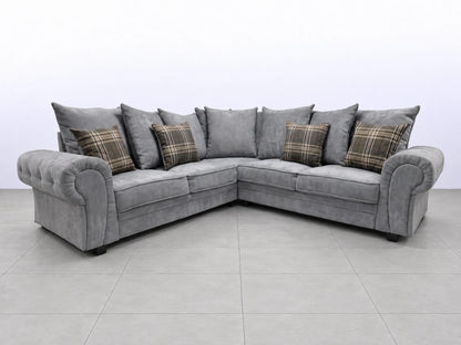 Gamzo Outlet Verona Scatter Back Corner Sofa with plush cushions and modern design, shown in a cozy corner setting.
