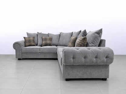 Gamzo Outlet Verona Scatter Back Corner Sofa shown in a cozy living room setting with plush cushions and modern design.