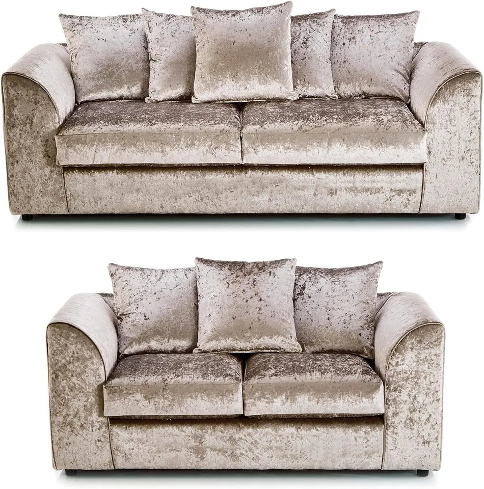 CRUSHED VELVET SCATTER BACK SOFA SET