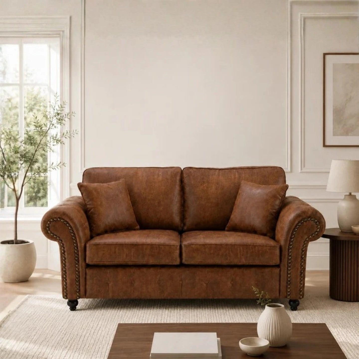 Oakland Full Back 2 Seater Leather Sofa
