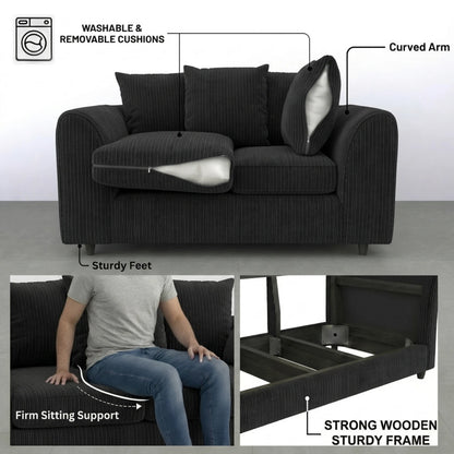 3 seater black