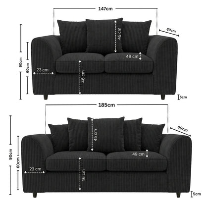 3 + 2 seater Black
