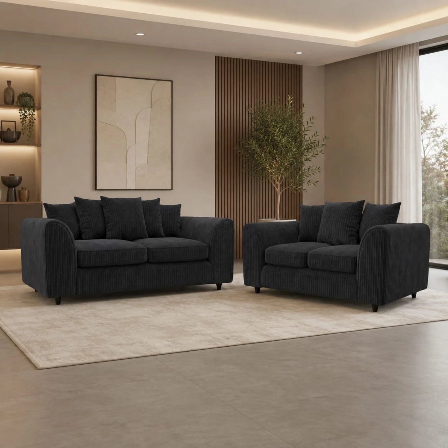 3 + 2 seater Black