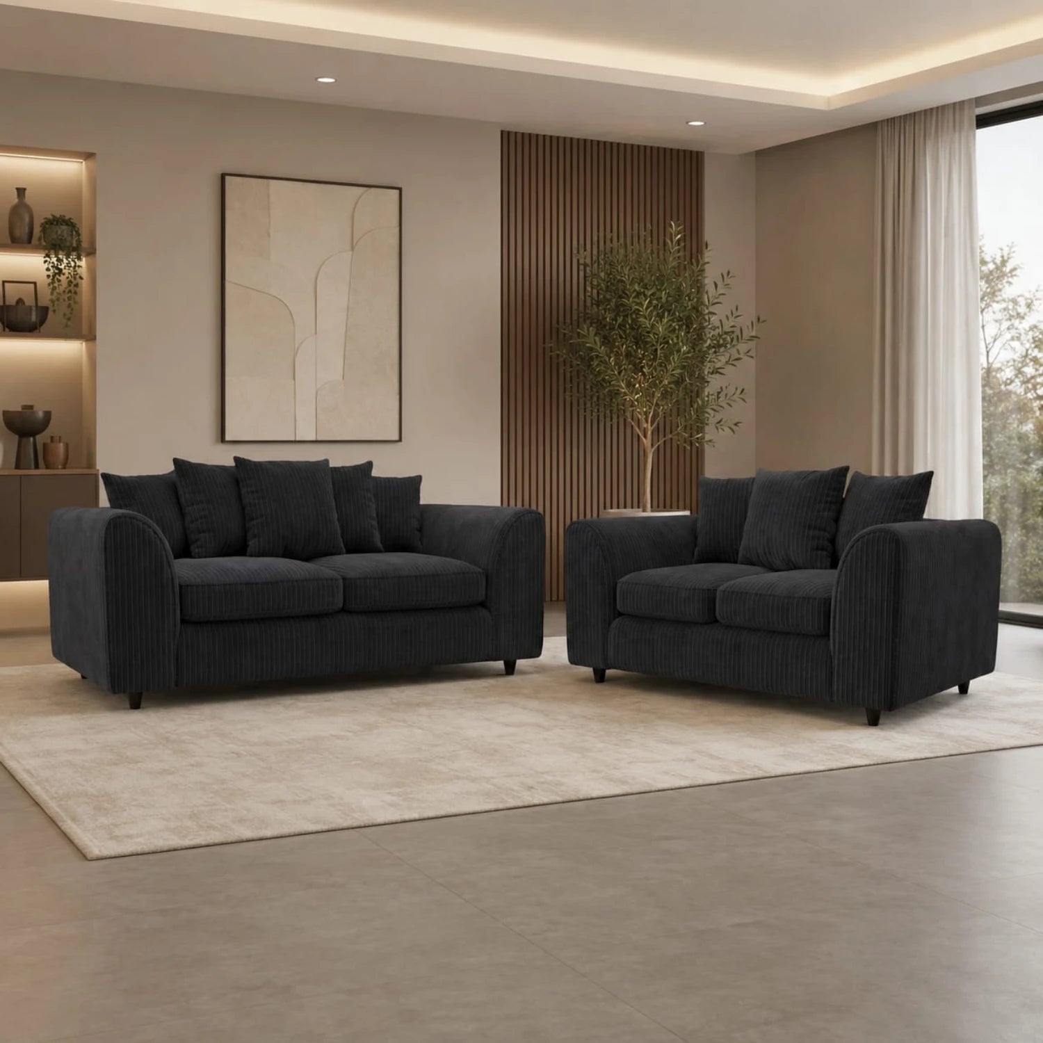 3 + 2 seater Black