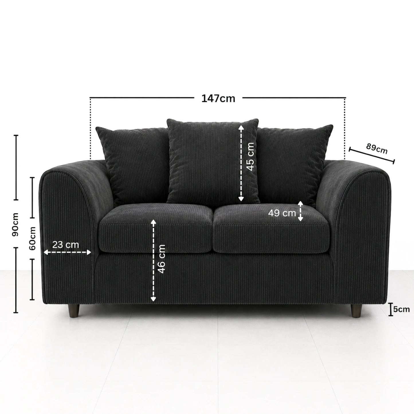 2 seater black