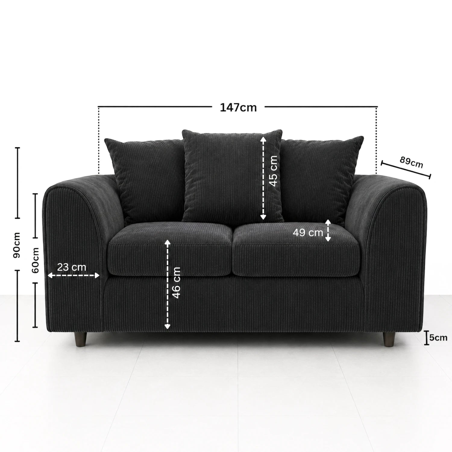 2 seater black