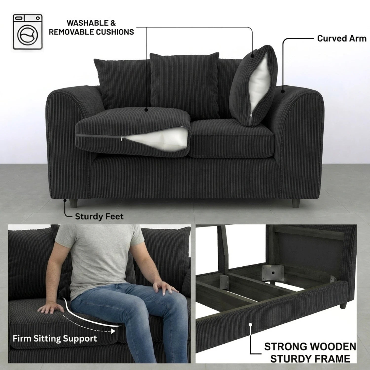 2 seater black