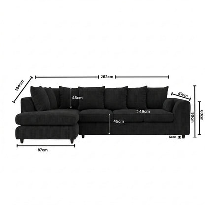 XL Left Hand Facing black