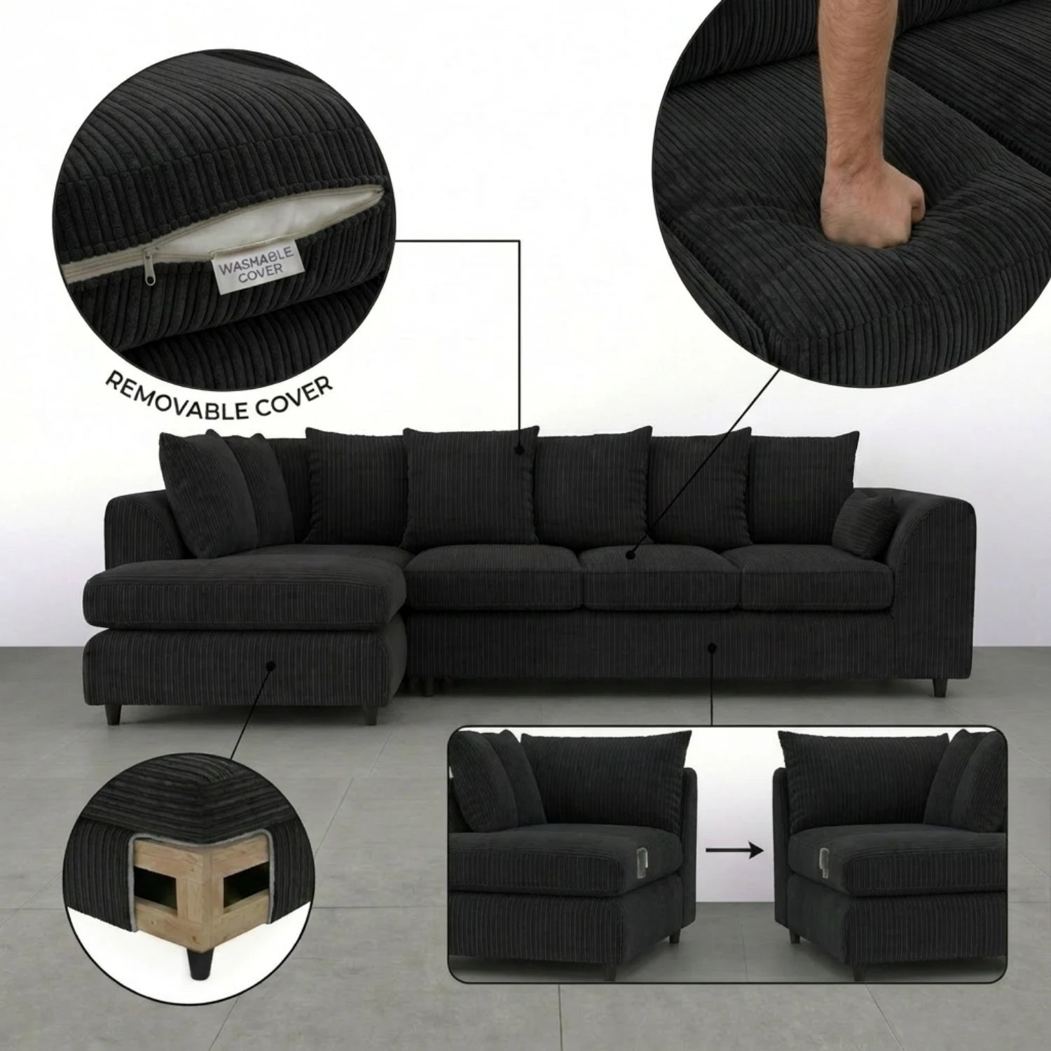XL Left Hand Facing black