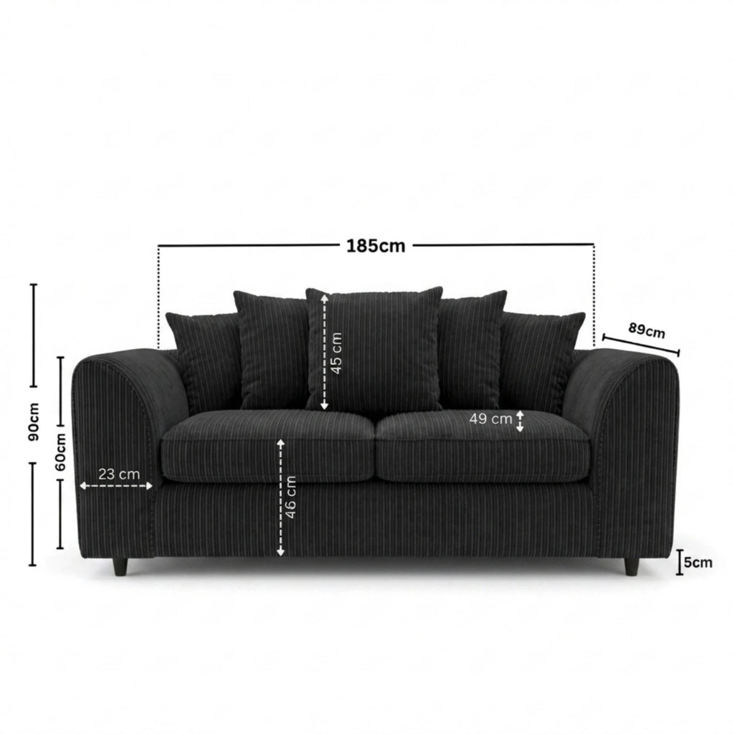 3 seater black